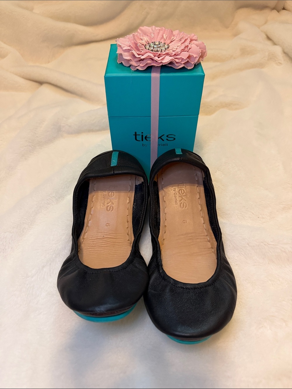 Tieks Matte Black Leather Ballet Flats